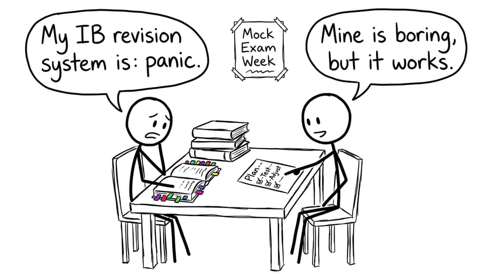 Two students compare “panic” vs a simple plan