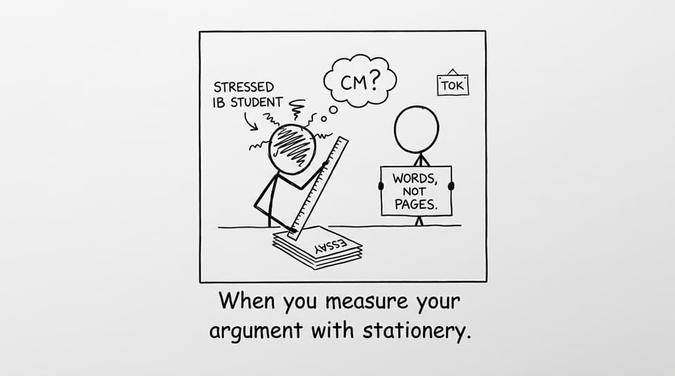 A student measuring an essay with a ruler