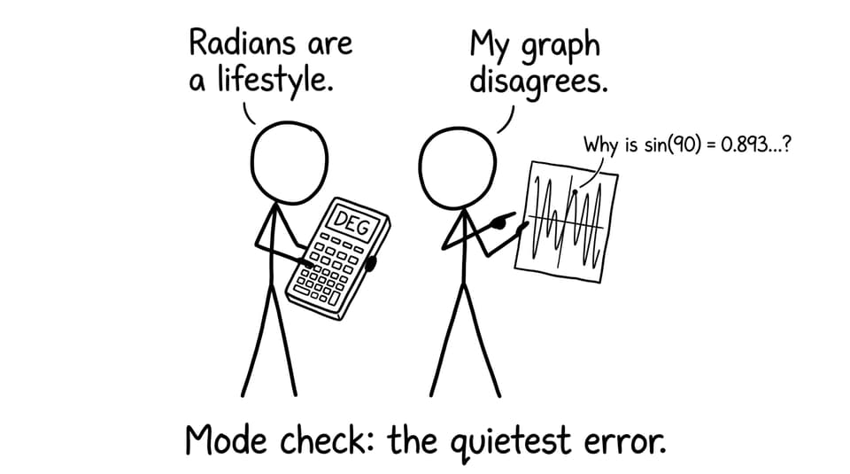 Students arguing over radians vs degrees