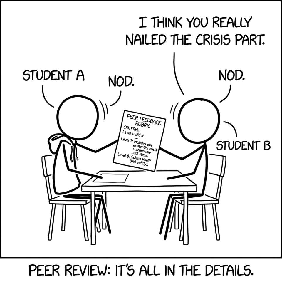 Peer feedback rubric joke