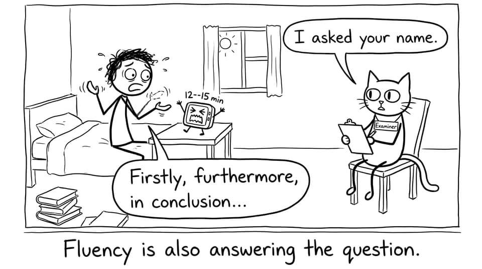 Student practices Spanish with a cat examiner