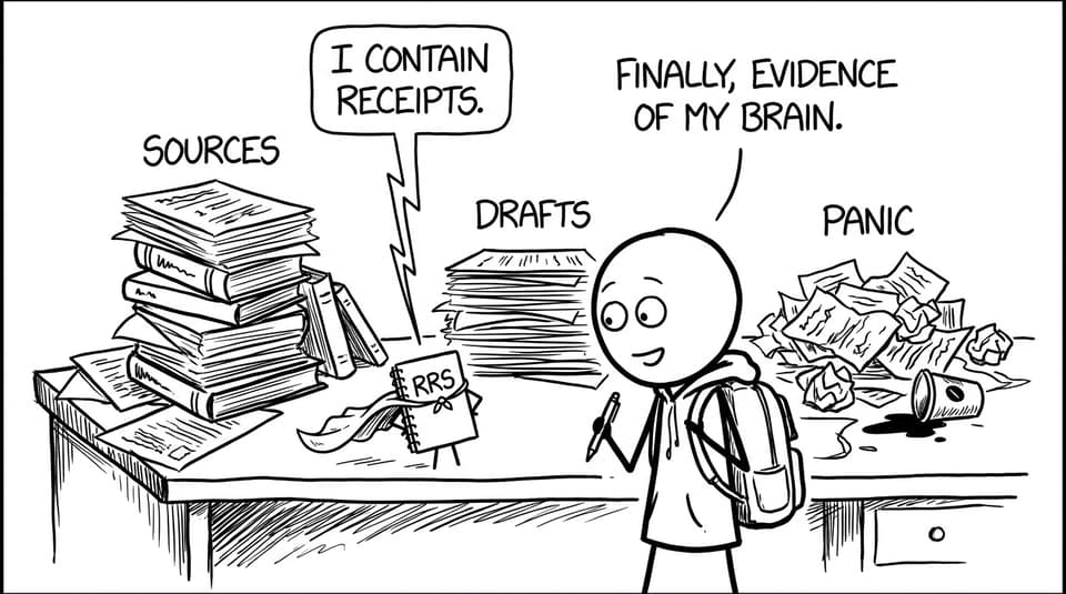 RRS notebook as superhero