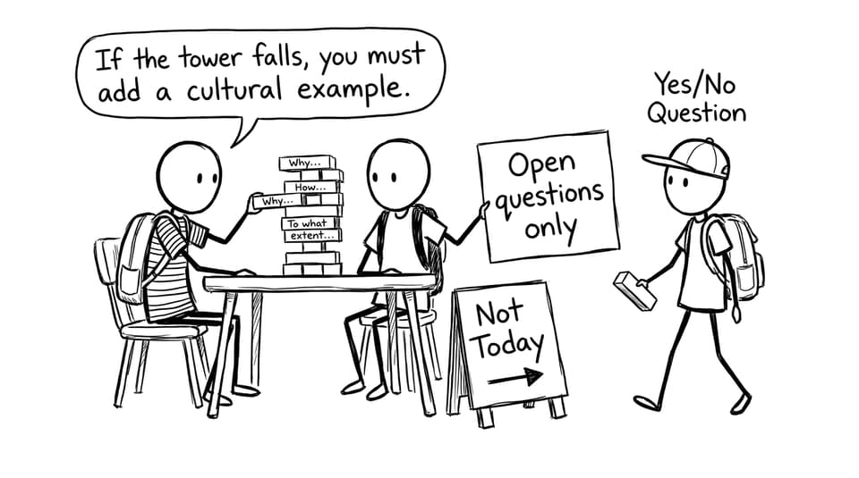 Open-ended question Jenga game