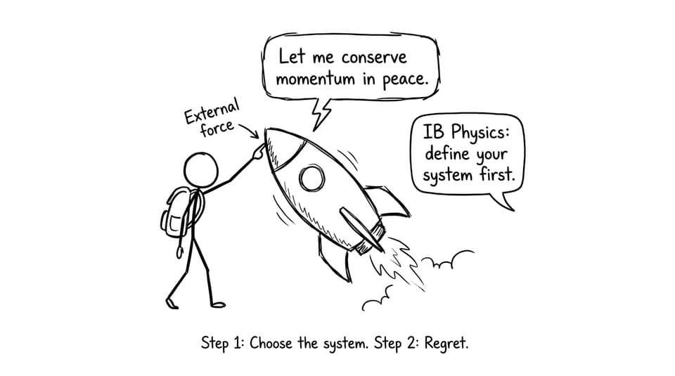 Rocket tries to conserve momentum while a student adds an external force