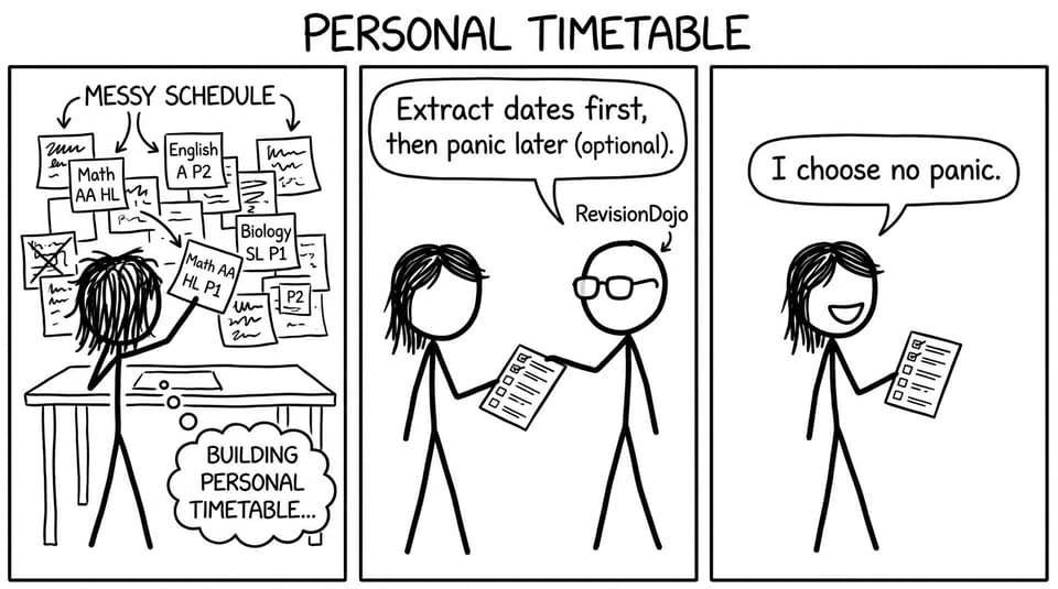 Personal timetable sticky notes comic