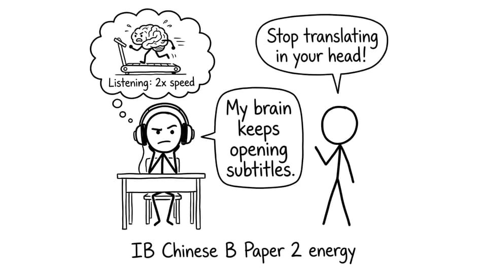 Student listening at 2x speed with subtitles