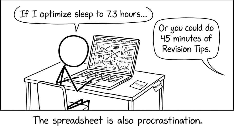 An IB student procrastinating with a spreadsheet