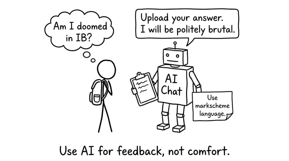Stick-figure comic about using AI for feedback not comfort