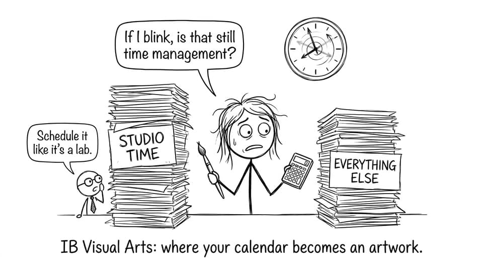 IB Visual Arts calendar panic comic