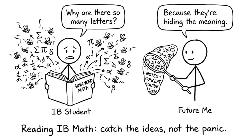 Reading IB Math: catch the ideas, not the panic.