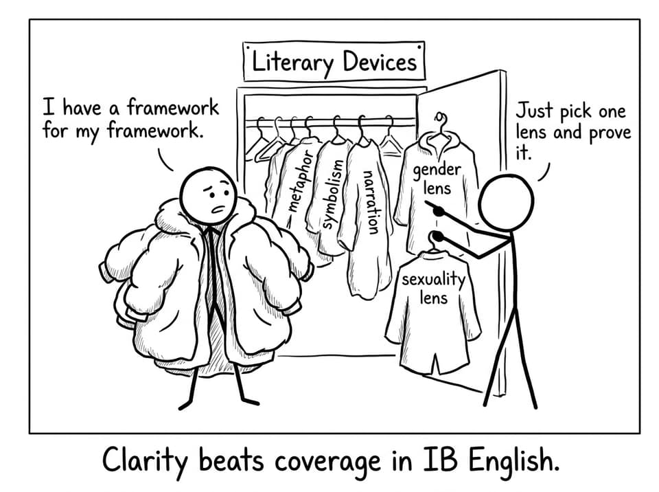 Clarity beats coverage in IB English.
