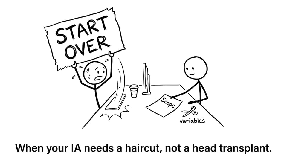 Comic about giving an IA a haircut, not starting over
