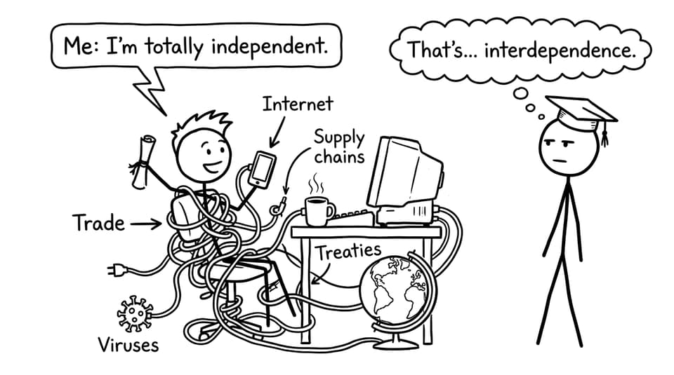 Comic about being independent but actually interconnected