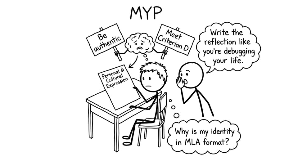 A student debates authenticity vs criteria