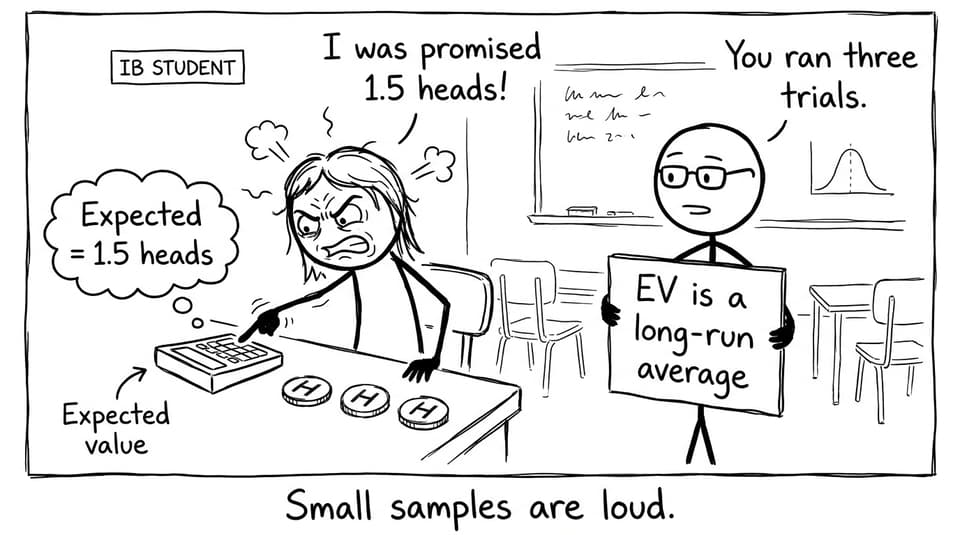 A student mad at expected value after 3 trials