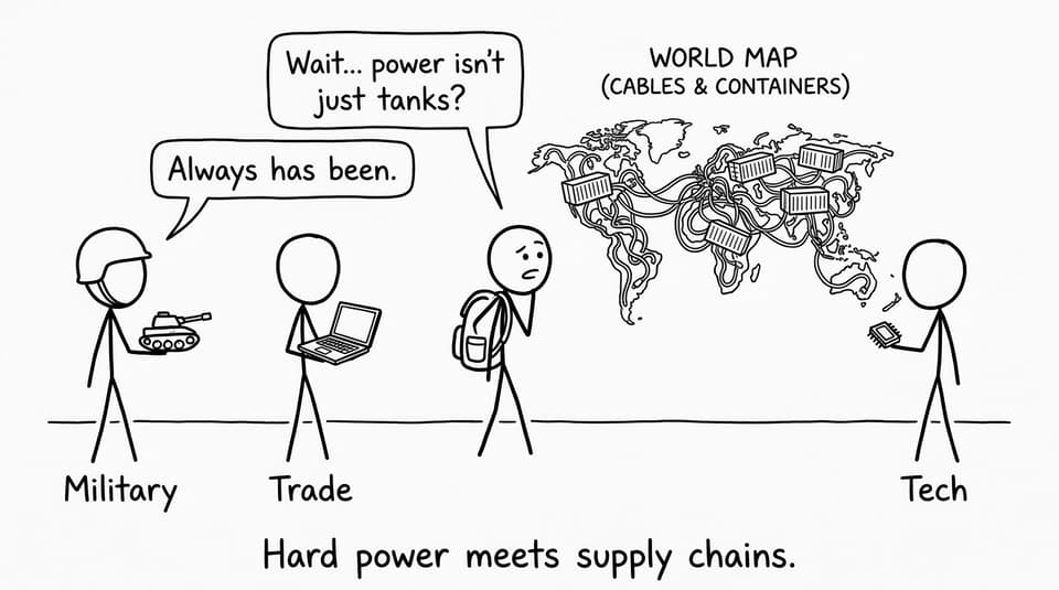 Hard power meets supply chains comic