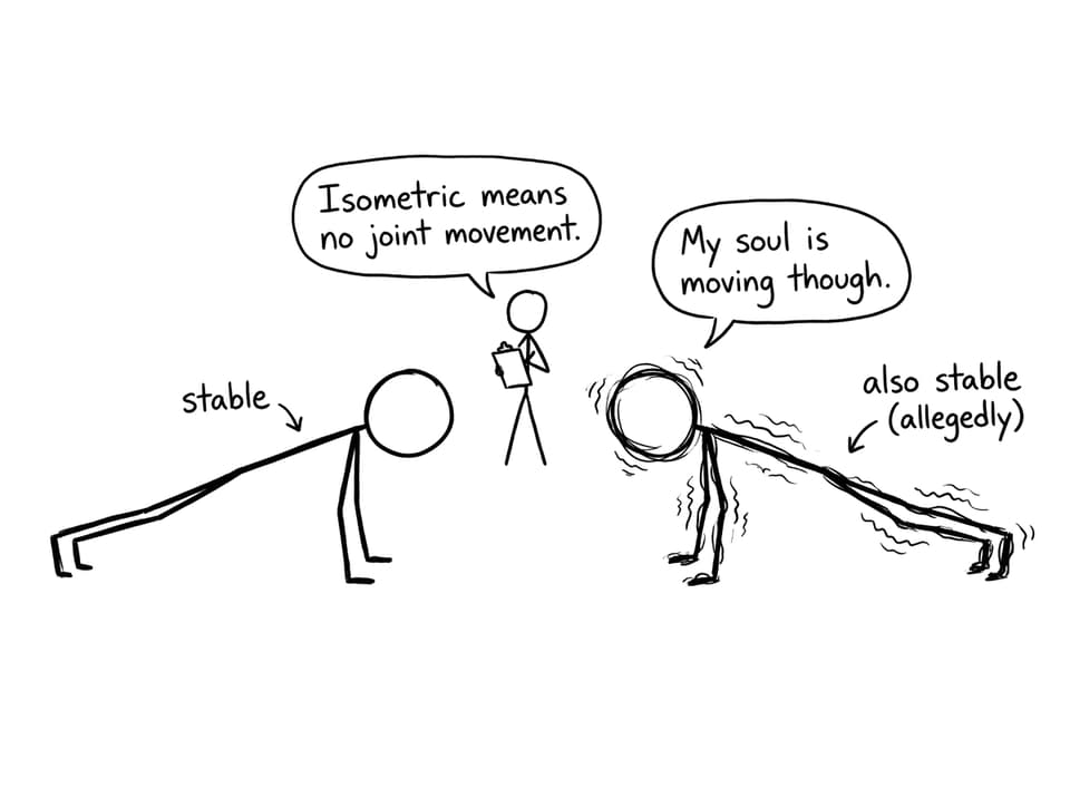 Isometric plank shaking comic