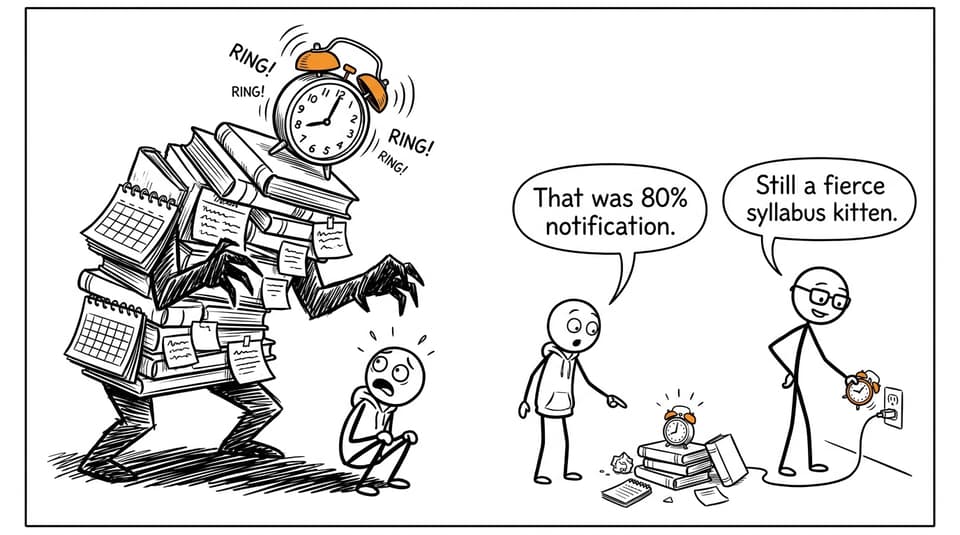 An exam-pressure monster turns out to be mostly one noisy notification