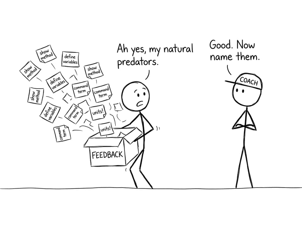 Sticky-note swarm of feedback tips