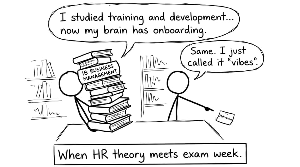 Two IB students joke about onboarding