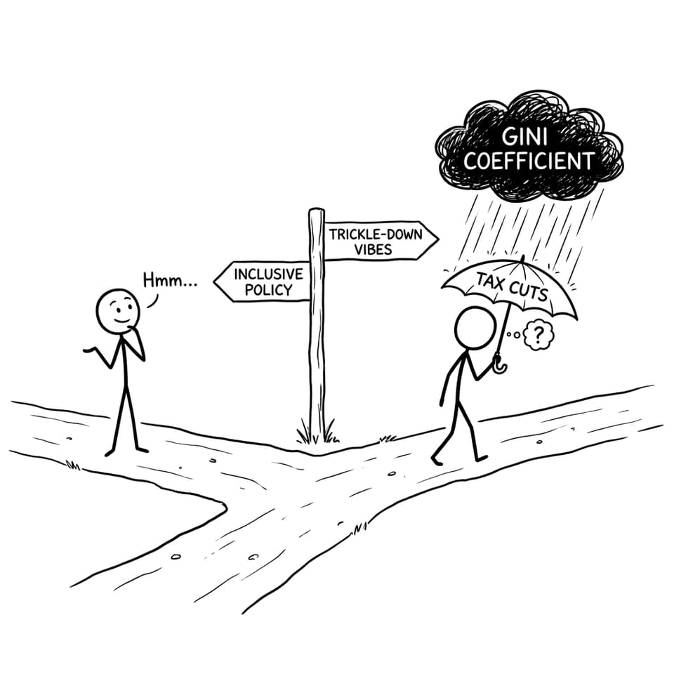 A fork in the road between inclusive policy and trickle-down vibes