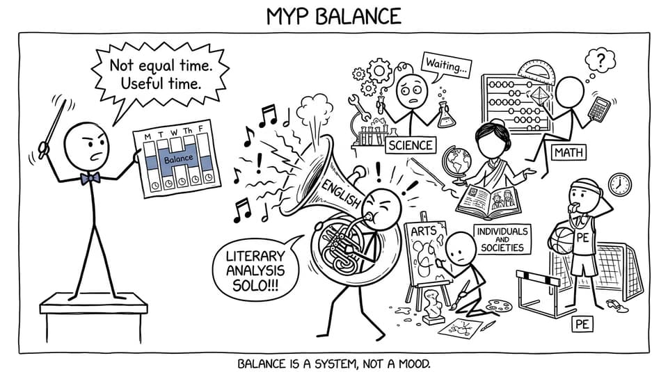 An MYP student conducts subjects using a weekly schedule