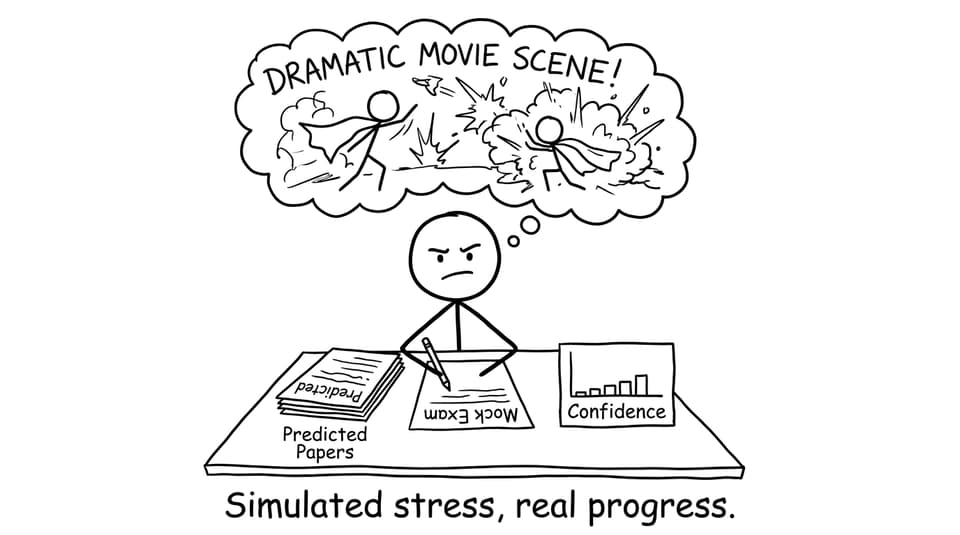 A timed mock exam raises a tiny confidence bar