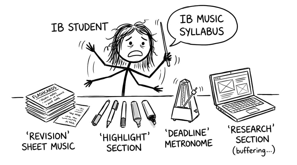 IB student conducting study tools