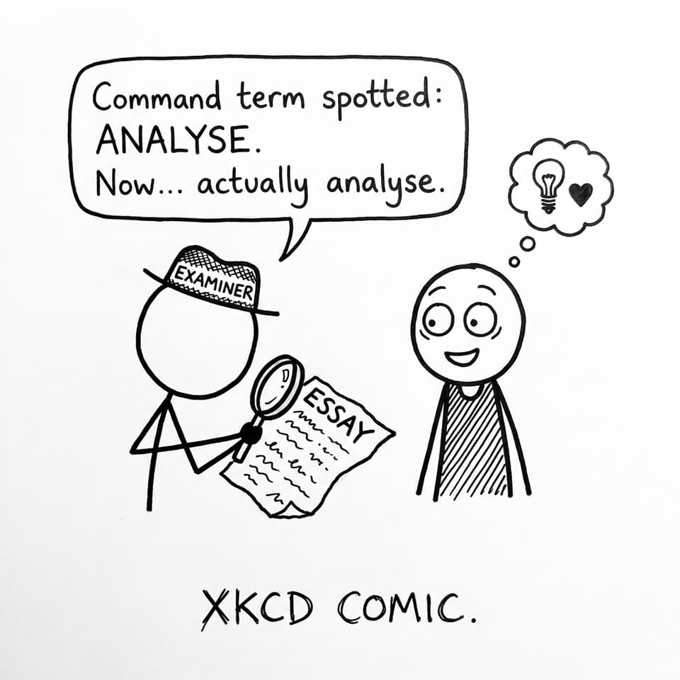 Jojo AI in an examiner hat calling out “Analyse”