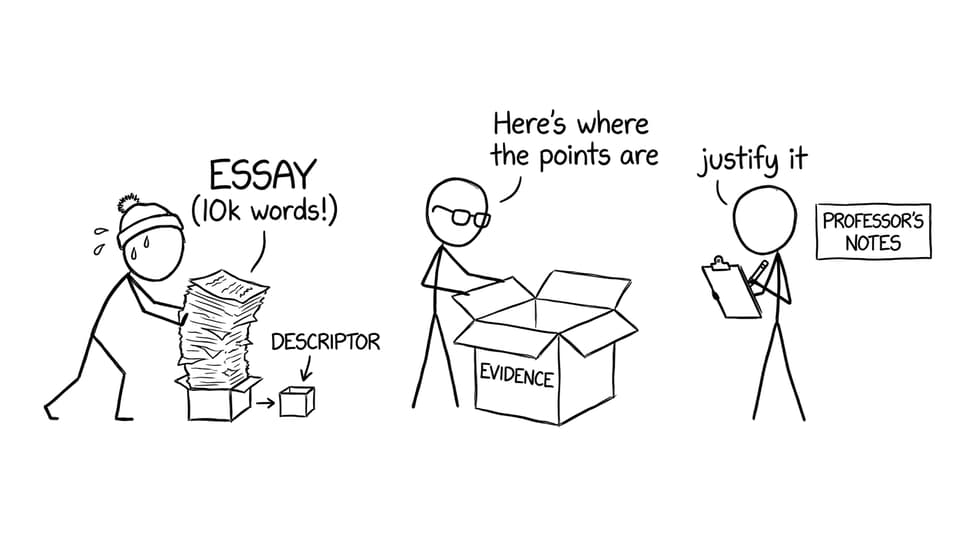 Student crams essay into descriptor box