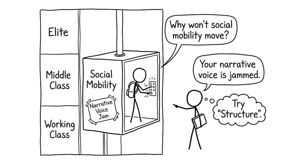 Elevator “Social Mobility” stuck due to “Narrative Voice Jam”