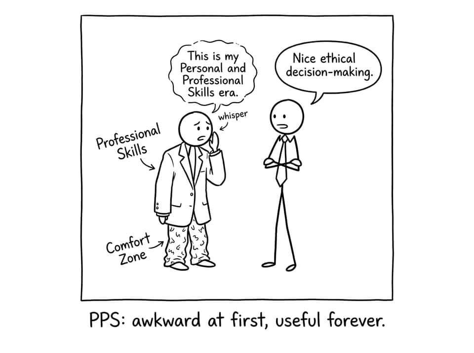 Suit jacket over pajama pants: PPS era