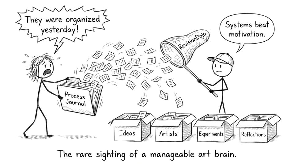 IB Visual Arts process journal sticky notes comic