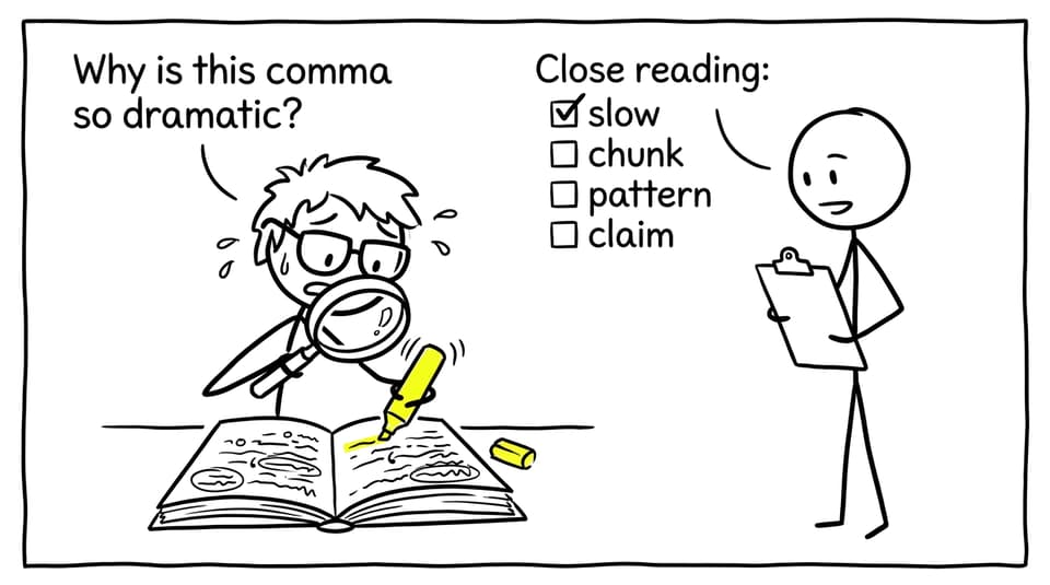 A student highlighting like a detective