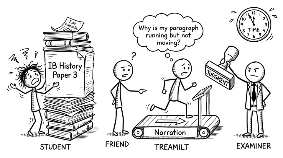 An IB History Paper 3 evaluation joke comic