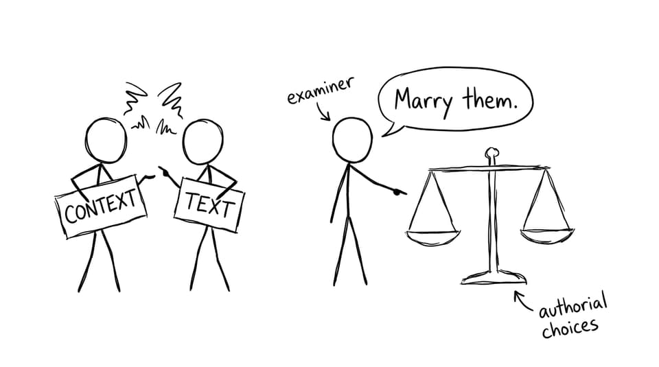 Comic about balancing context and text