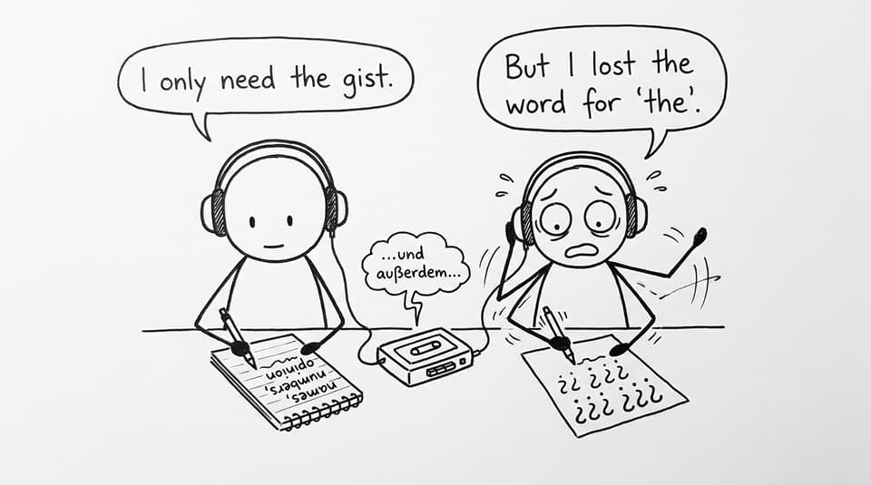 Listening: gist vs “I missed one word”