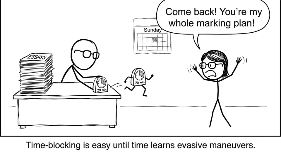A teacher tries time-blocking but the timer runs away