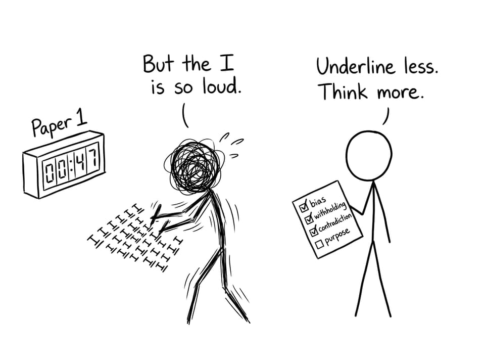Paper 1 timer: underline less, think more