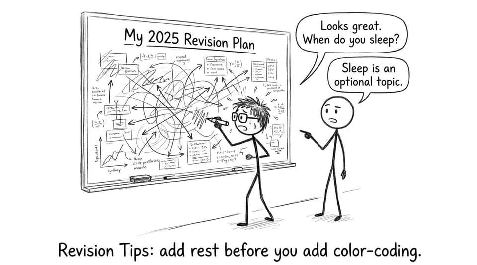 A funny comic about an overcomplicated revision timetable