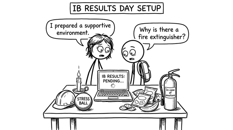IB results day setup comic
