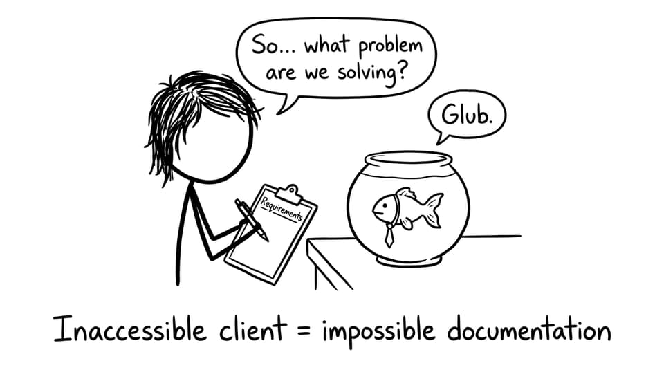 A student interviews a goldfish client