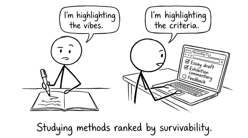 Two students argue about highlighting empty pages vs using criteria-based tools