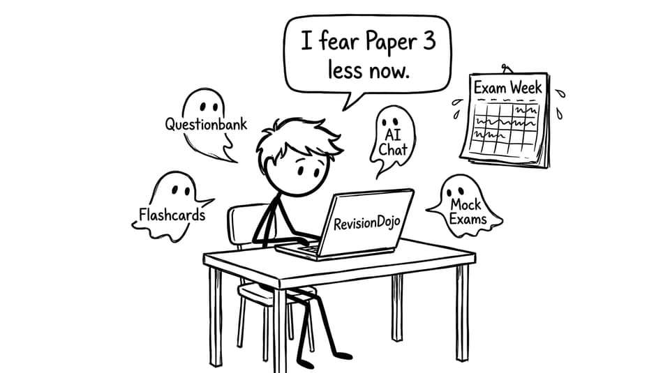 RevisionDojo floating study tools comic