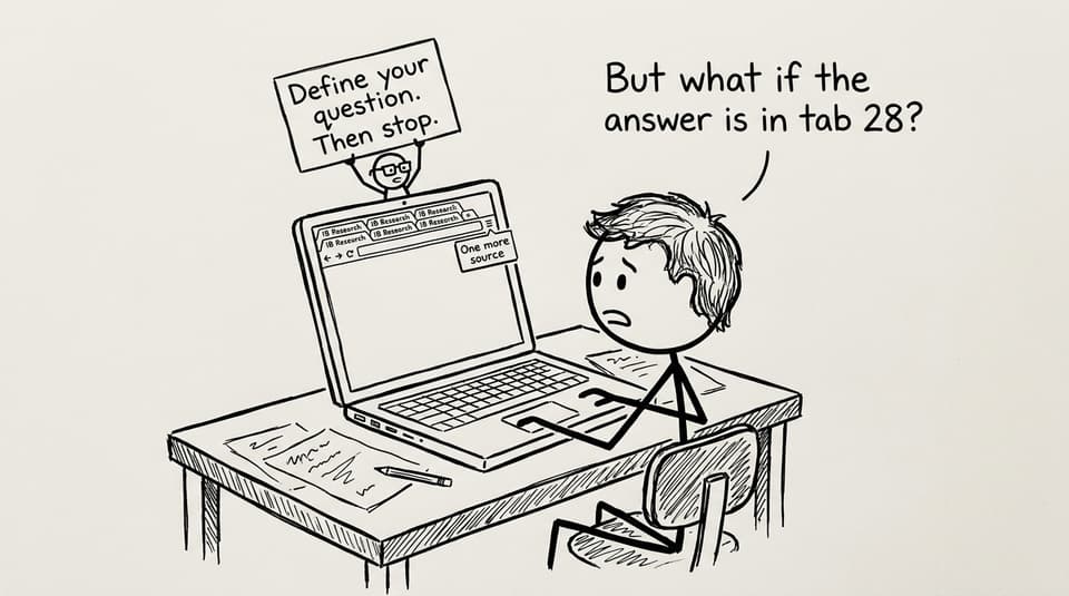 Student with 28 tabs of research and a librarian pop-up