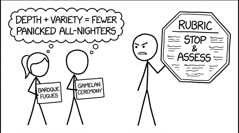 Two students comparing wildly different playlists