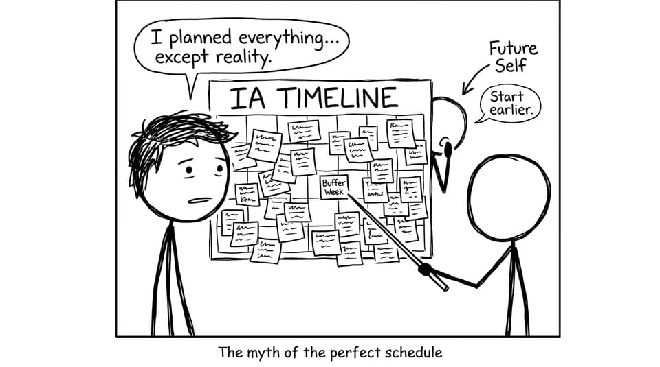 Student with wall calendar and buffer week