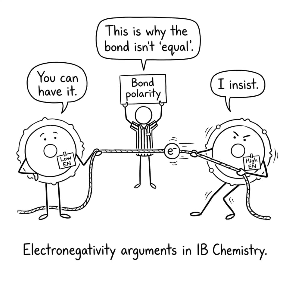 Electronegativity arguments in IB Chemistry.