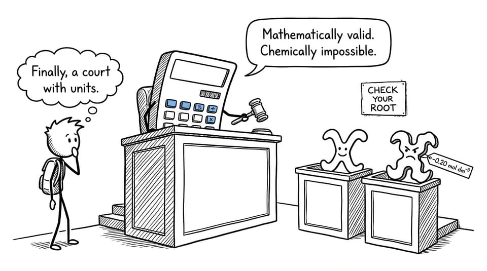 A calculator judge rejects a chemically impossible negative concentration