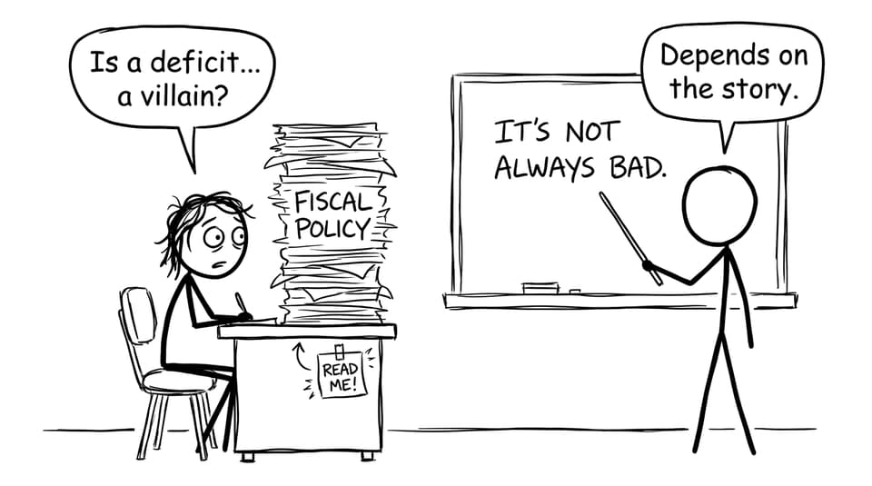 Student vs tiny deficit note comic